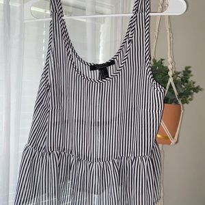 Sheer Blue Striped Peplum Tank